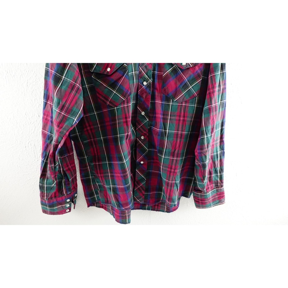 Vintage Wrangler Western Shirt Mens 16.5 Cowboy Cut X-Long Tails Pearl Snap S\ L - Picture 3 of 10